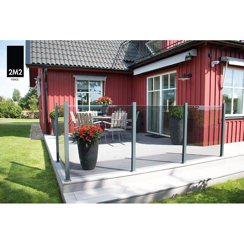 Glassgjerde Veggstolpe 168 cm