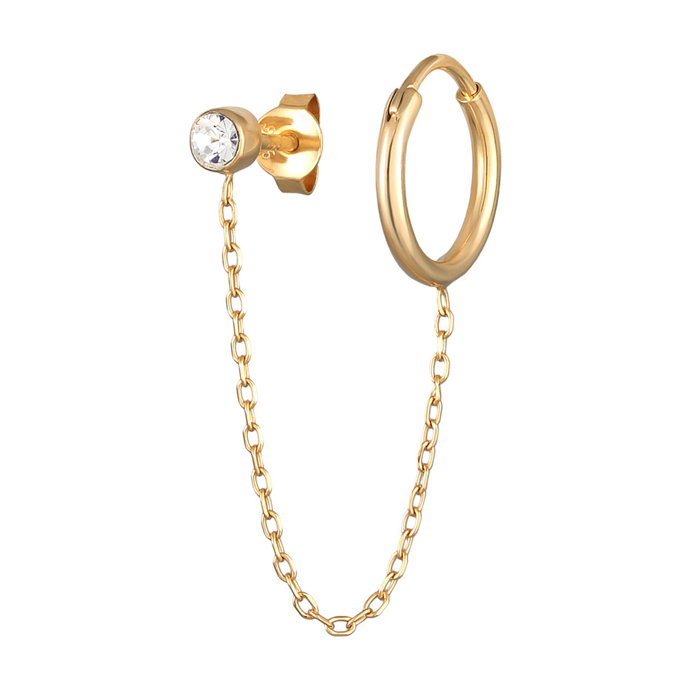 Elli Elli Boucles d'Oreilles Femmes Créoles Piercing 2 trous avec cristal en argent st Boucles d'oreilles