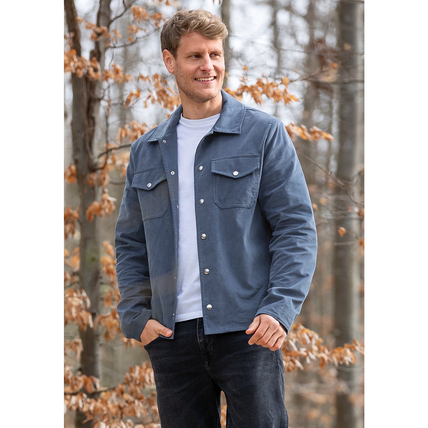 Baumwoll-Babycord, jeansblau