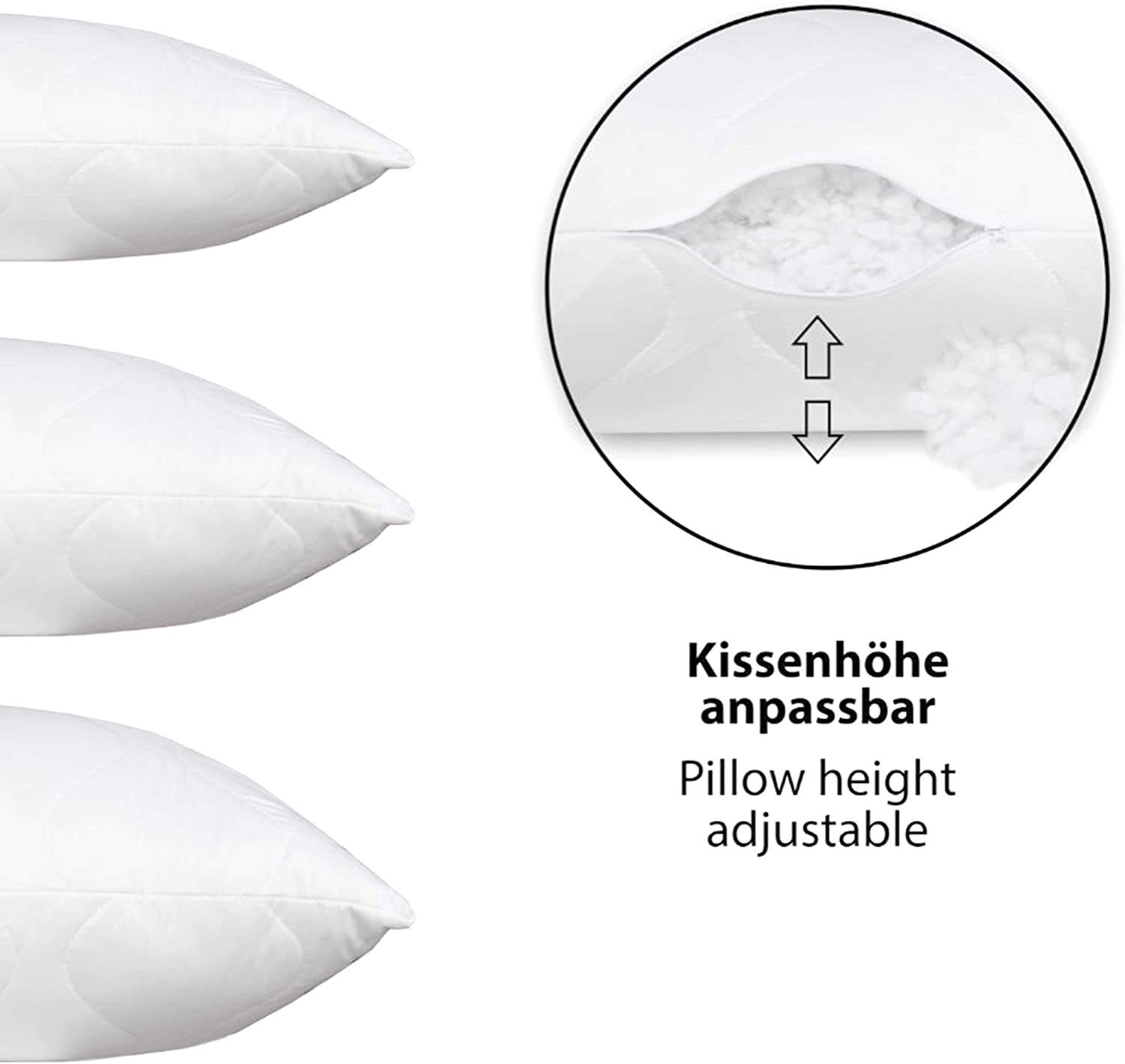 Siebenschläfer Seitenschläferkissen Siebenschläfer Seitenschläferkissen mit Mikrofaserfüllung (40x145cm), 1 Stück, Nachfüllbar, Waschbar bei 95°C, Stillkissen, Made in EU
