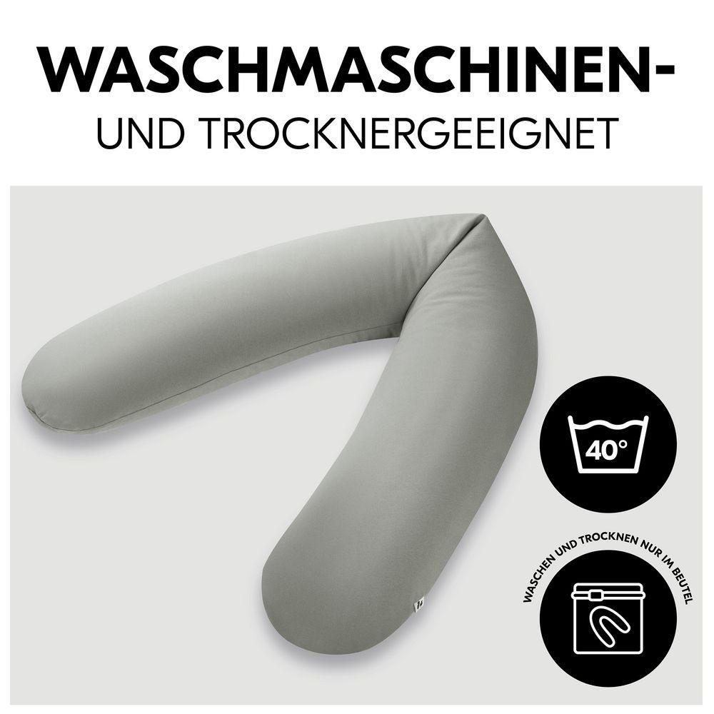 Hauck Stillkissen Nurse N Care - Anthracite, Lagerungskissen Schwangerschaftskissen 190 cm Länge Baumwolle waschbar