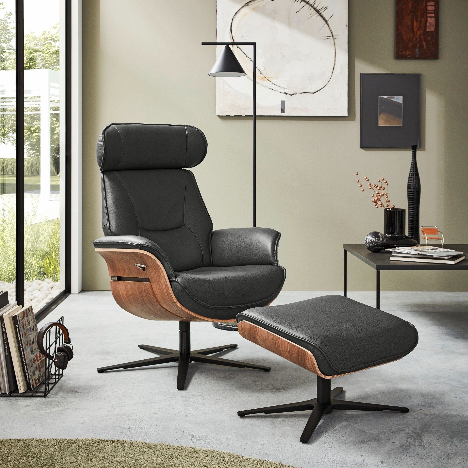 Musterring Relaxsessel MR 276, Holzschalensessel inkl. passendem Hocker, 5 Jahre Garantie