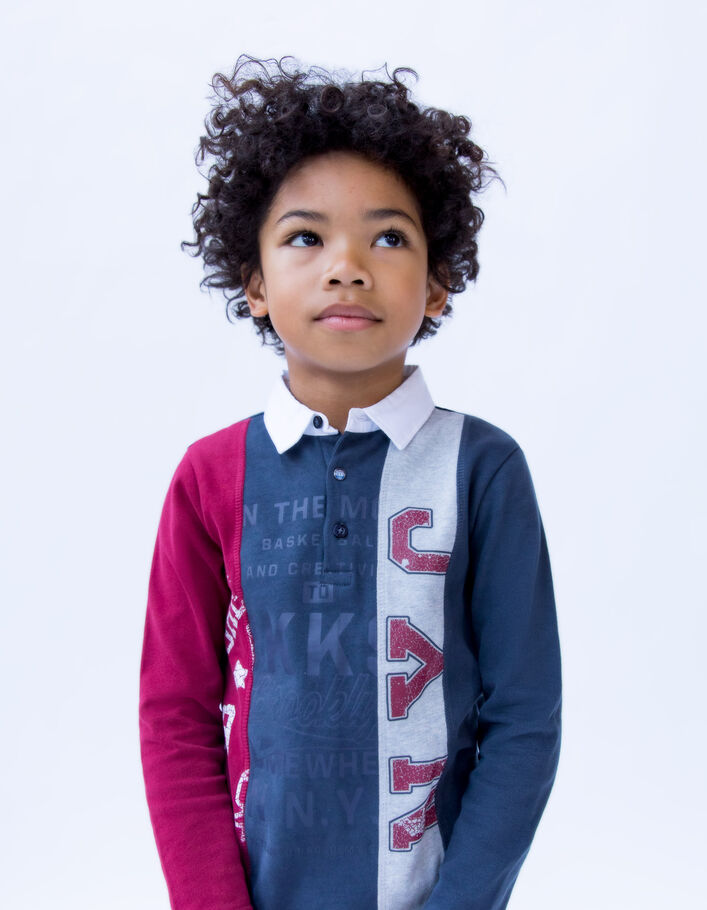 Polo marine, gris, bordeaux esprit rugby garçon