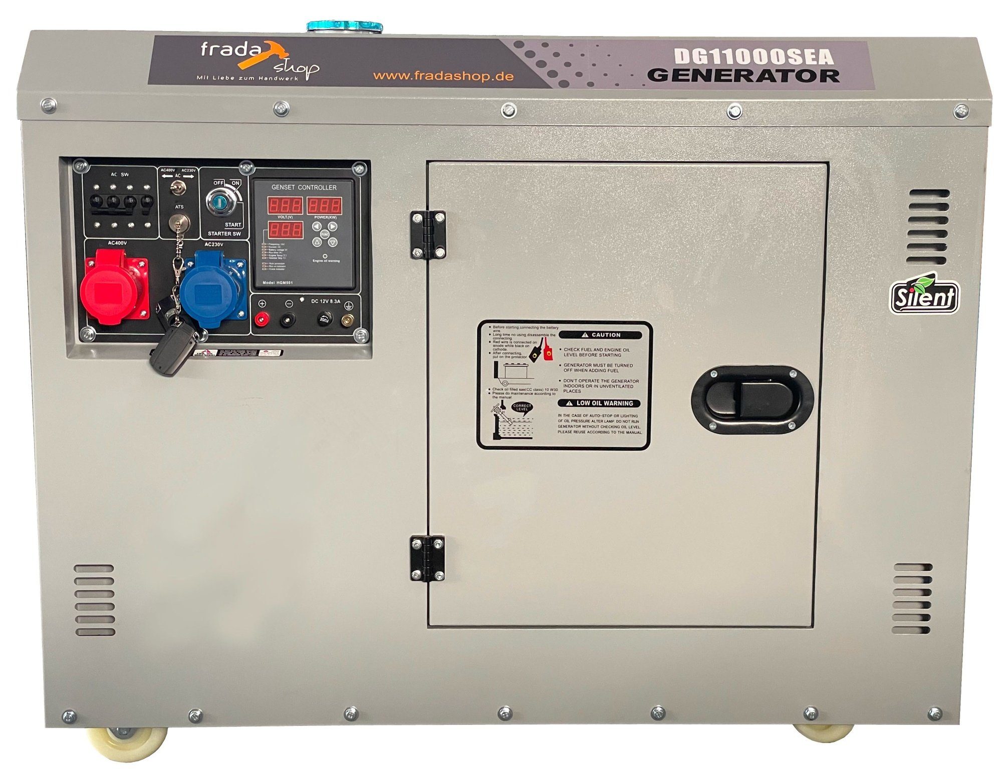 fradashop Stromerzeuger Silent Diesel Generator AVR/ATS/FB 10kVA