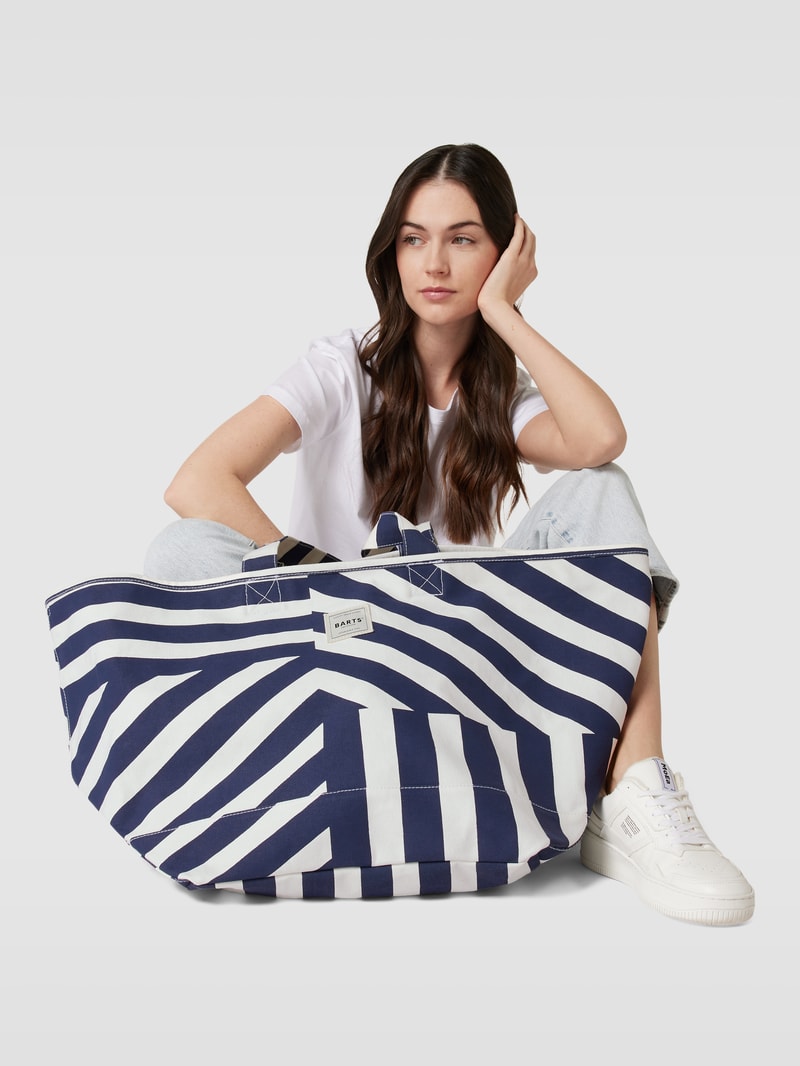 Shopper mit Allover-Muster in dunkelblau
