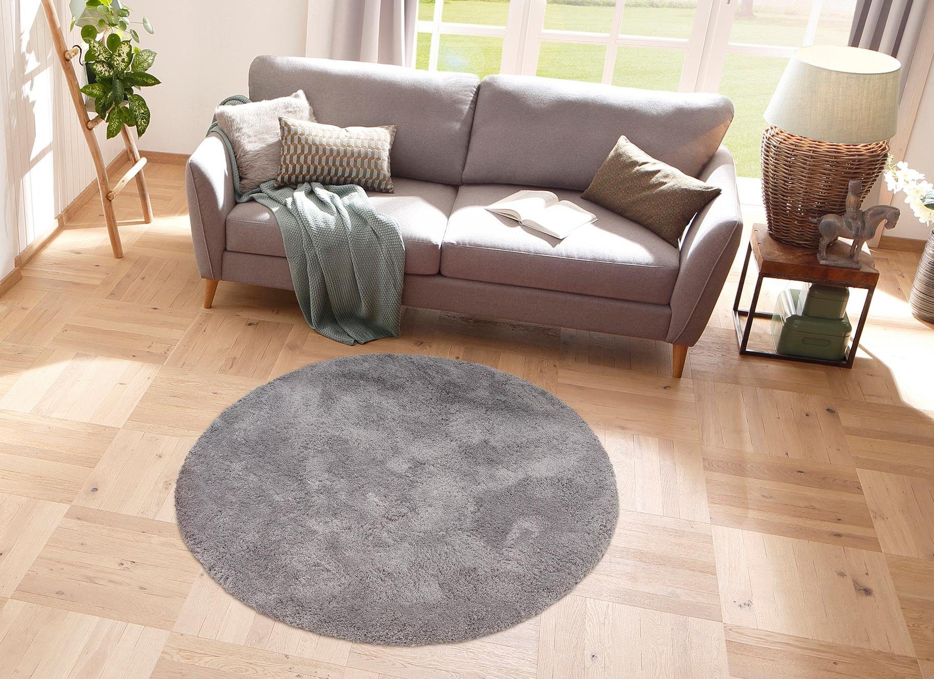 Teppich Desner, my home, rund, Höhe: 38 mm, Microfaser, Hochflor Teppiche, Wohnzimmer, Schlafzimmer, Kinderzimmer