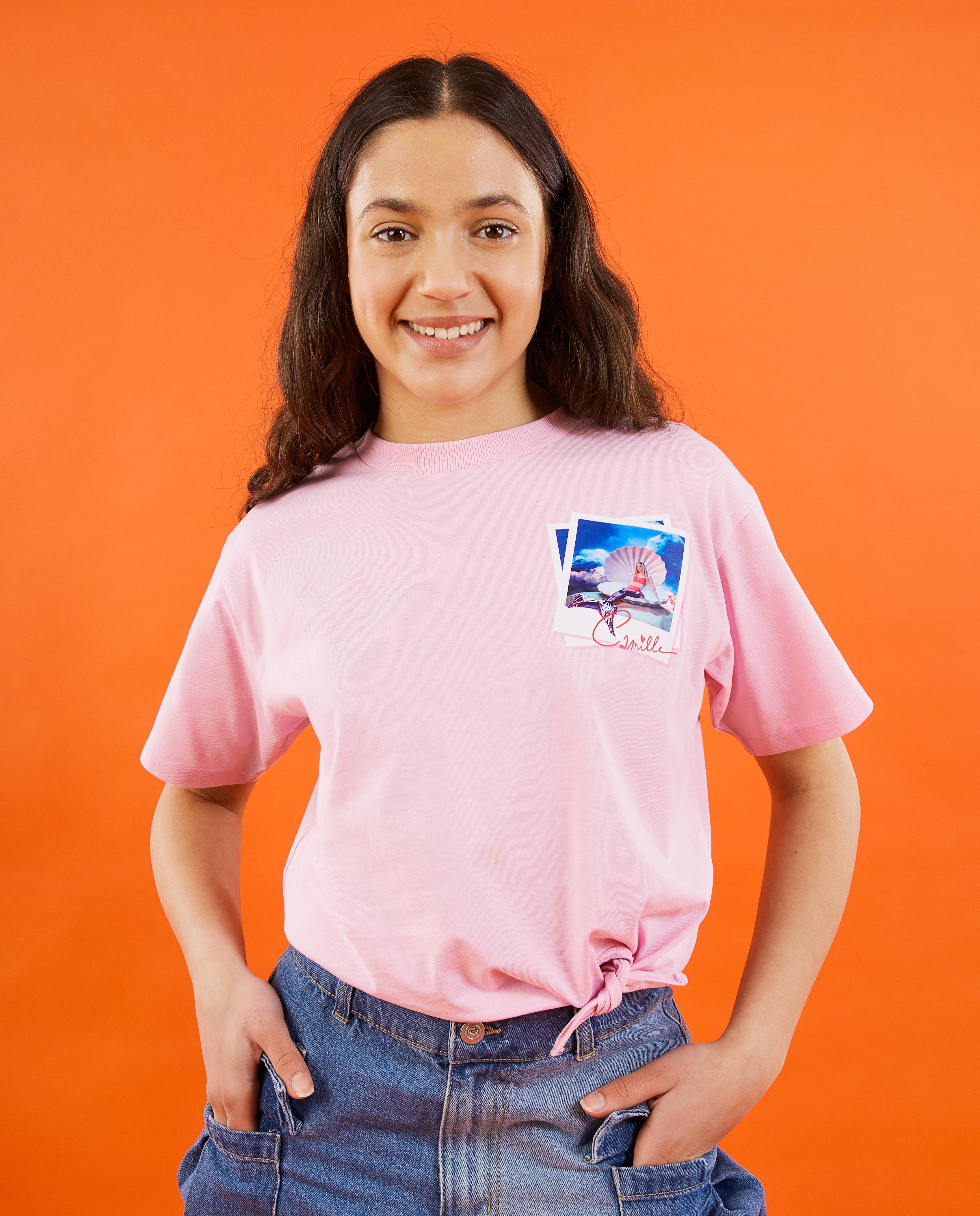 CAMILLE fotómintás póló, XS-XL világos rózsaszín