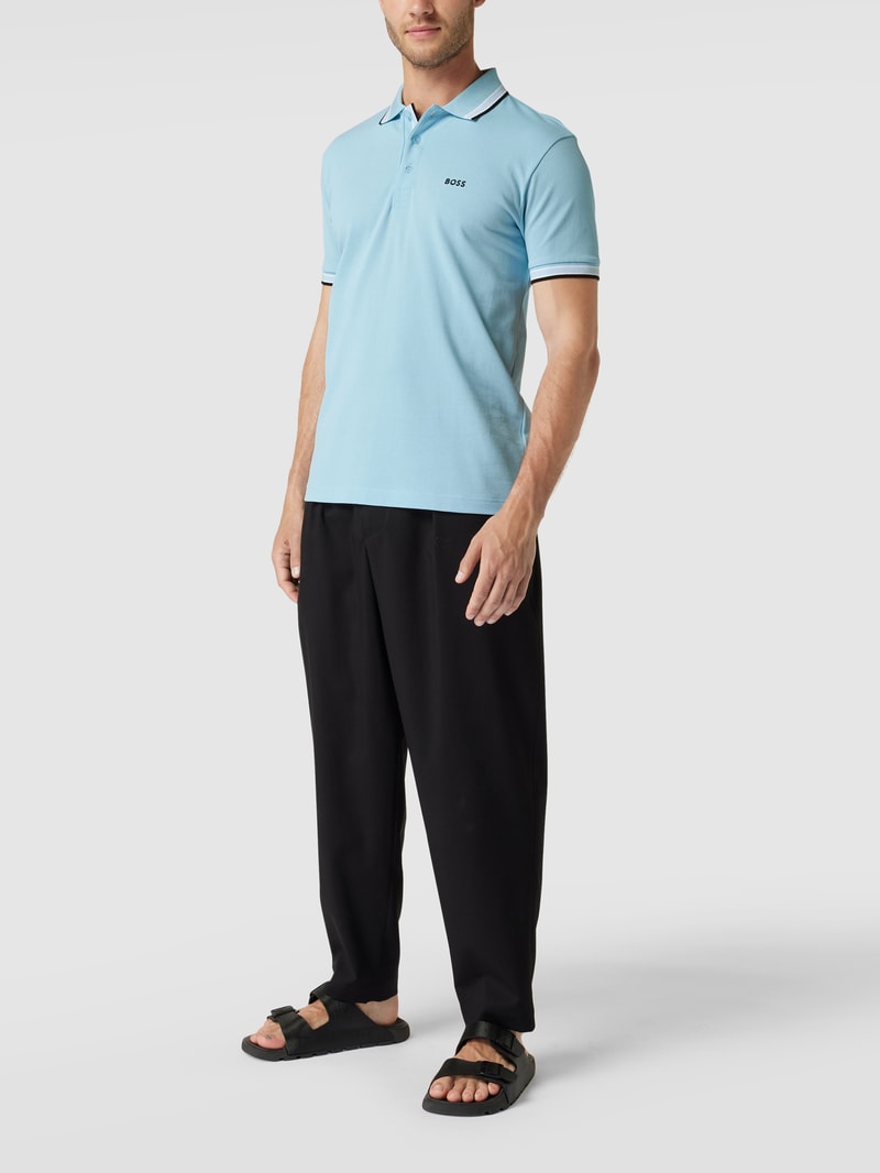 Regular Fit Poloshirt mit Label-Stitching Modell 'Paddy' in hellblau