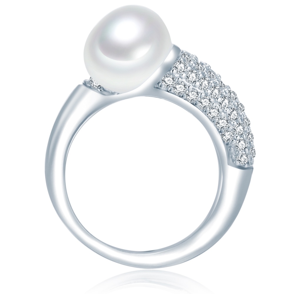 Valero Pearls Bague avec perle Argent sterling Oxyde de zirconium (CZ) Perle de culture d'eau d Bague