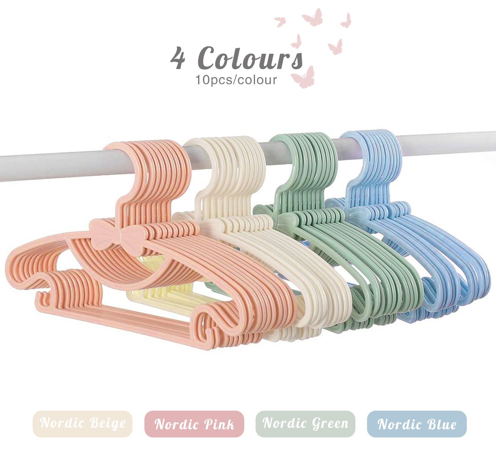 Homewit Kleiderbügel Baby Kleiderbügel, Kunststoff Kinderkleiderbügel Set, (Set, 40-tlg), Kinder-Kleiderbügel für Baby- und Kleinkind-Kleidung