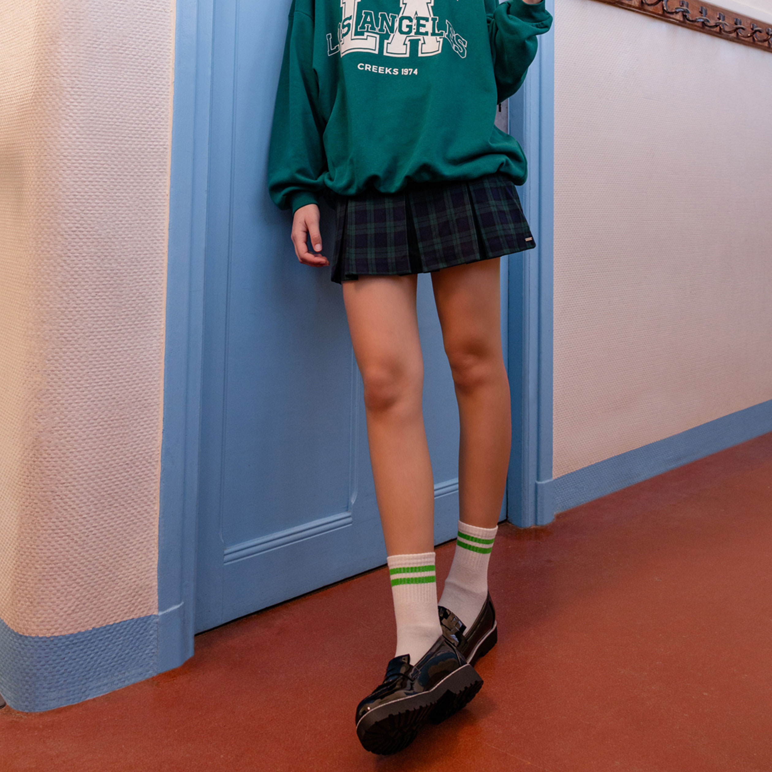 Jupe-short plissée courte bleu marine femme | La Halle