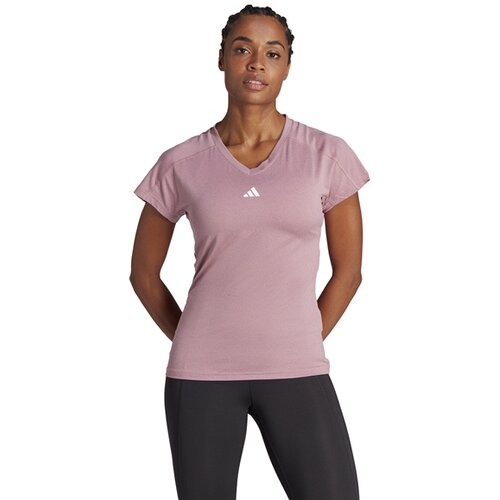 DAMEN SHIRT AEROREADY TRAIN ESSENTIALS MINIMAL BRANDING V-NECK