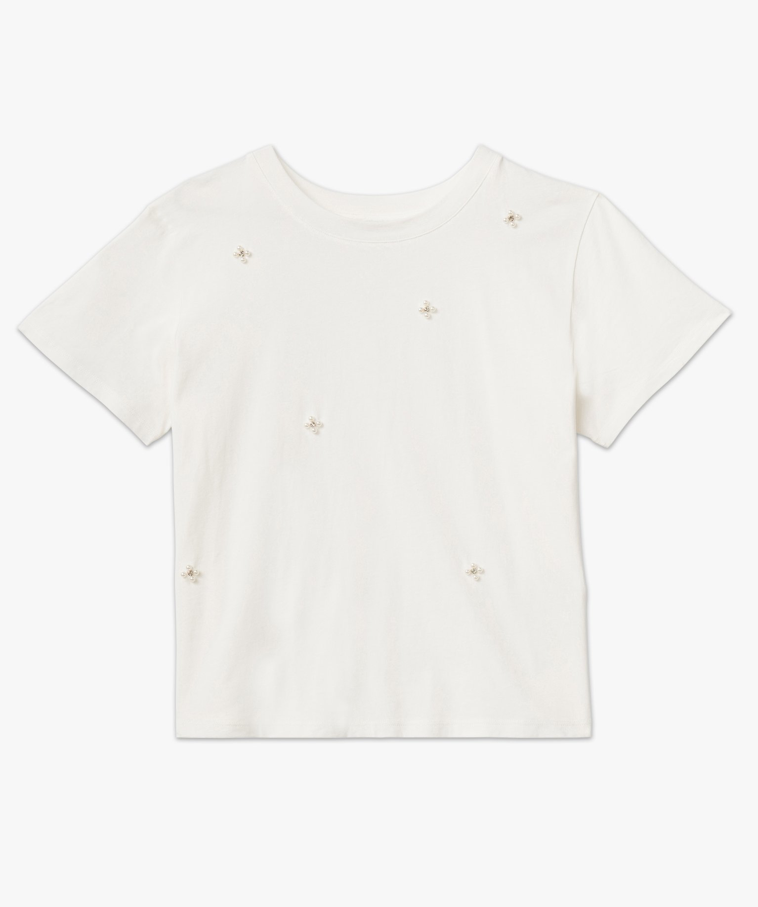 Tee-shirt oversize avec perles brodées femme ecru | GEMO