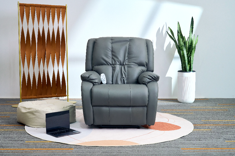 Happy Home Elektrischer Massagesessel mit autom. Rücken- und Beinanhebung & 3D-Mechanismus HWP73-GRA grau