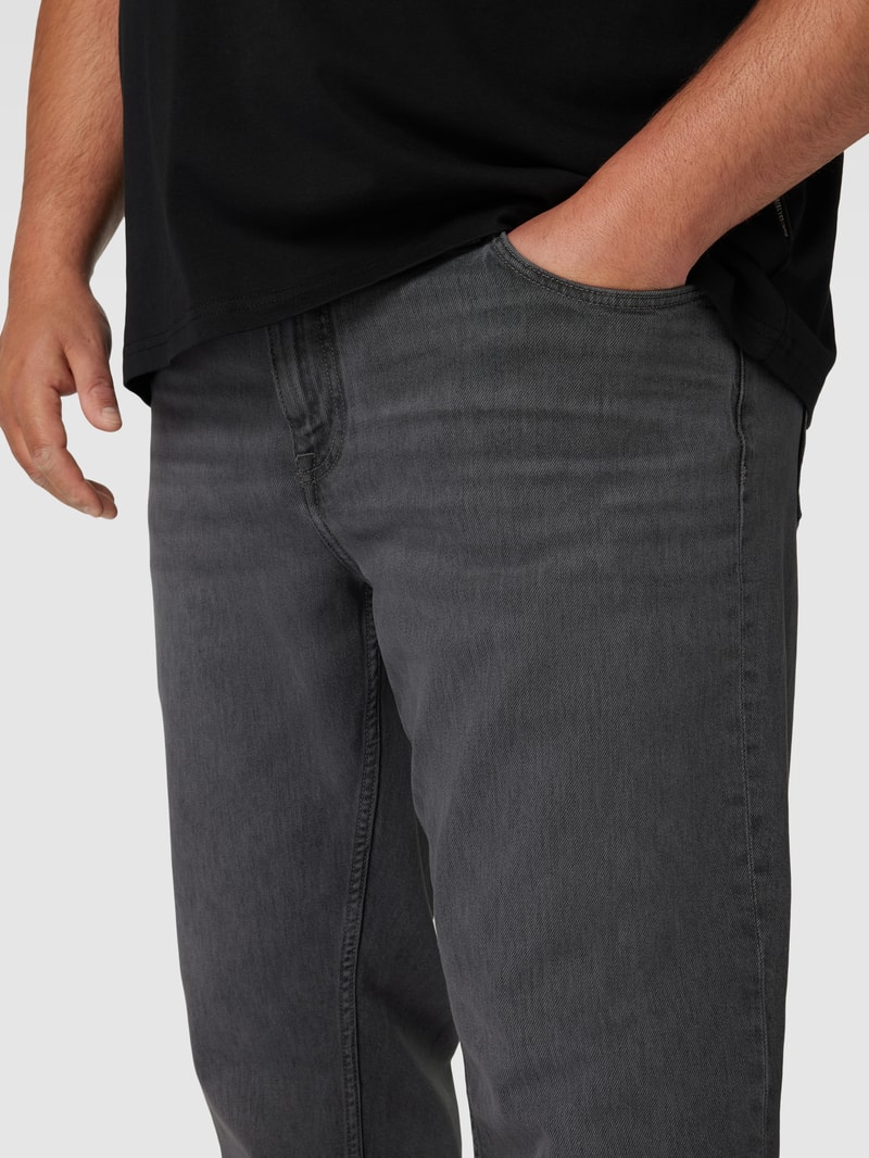 PLUS SIZE Jeans mit Label-Stitching Modell 'MADISON' in hellgrau