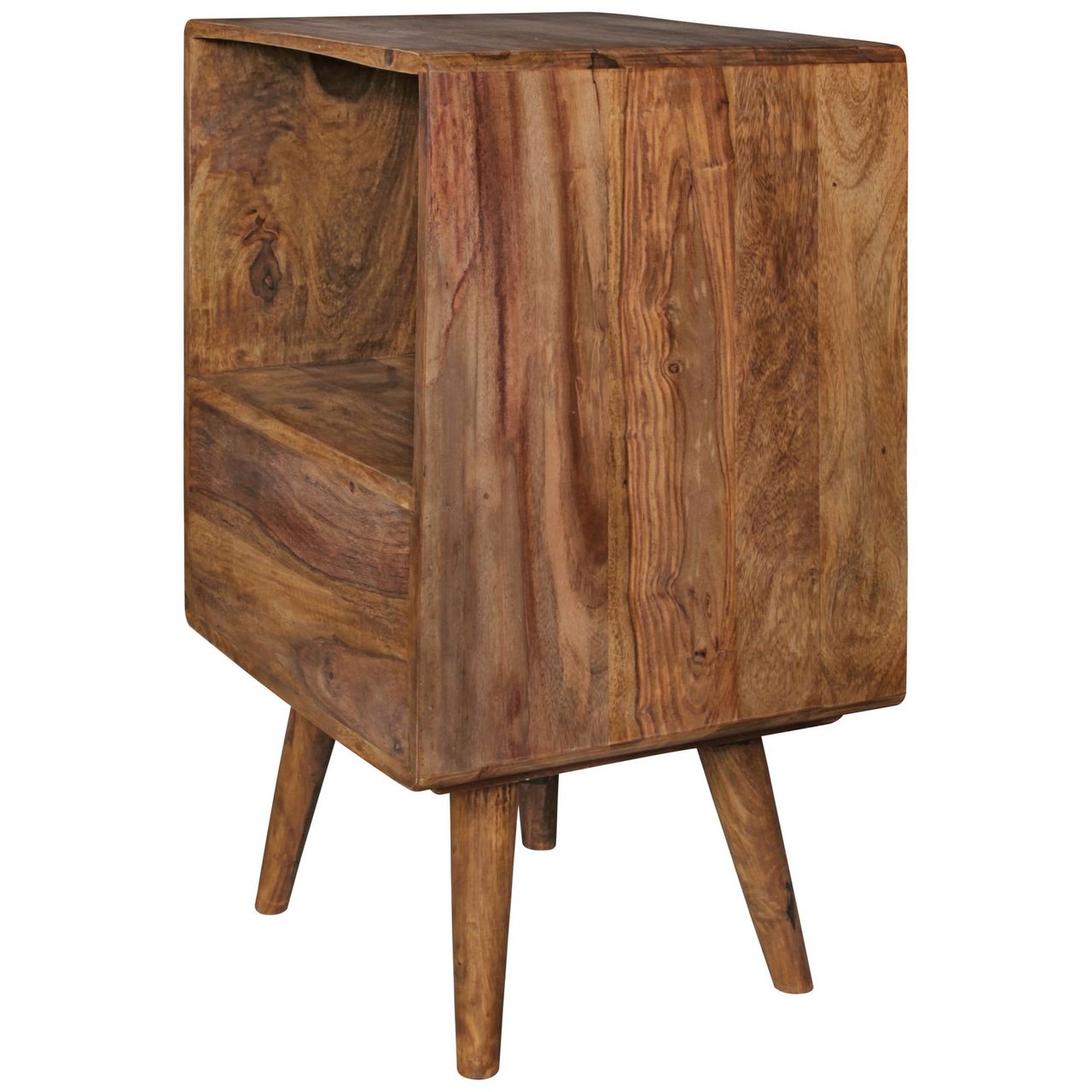Wohnling Retro Nachtkonsole REPA Sheesham-Holz Dunkelbraun/Schwarz