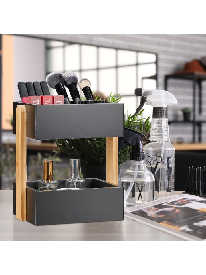 relaxdays Schreibtisch Organizer in Schwarz/ Natur günstig kaufen onesize