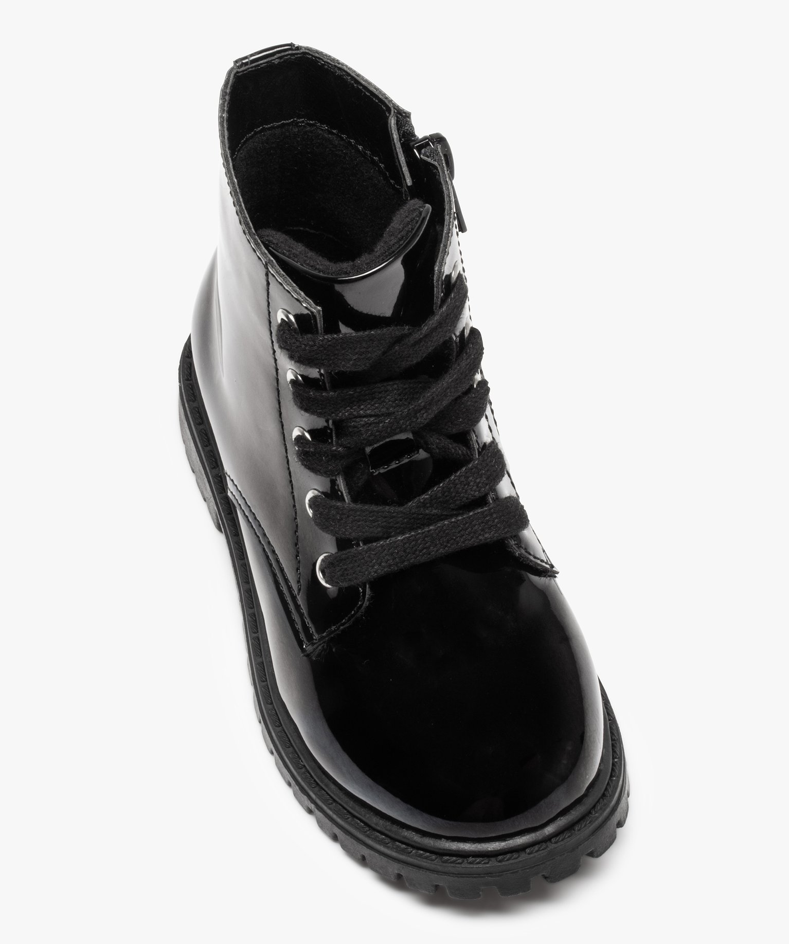 Boots fille vernies fantaisie à doublure chaude noir | GEMO