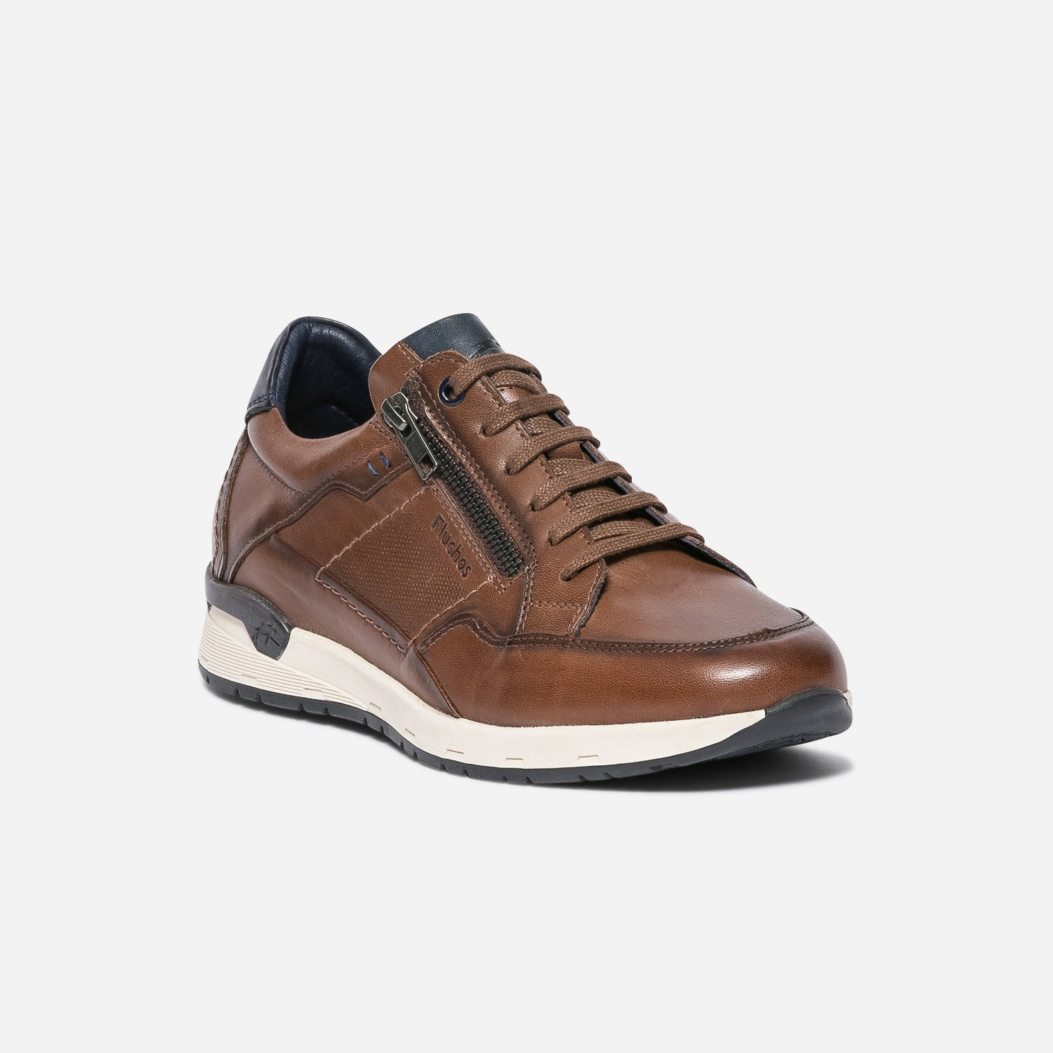 Tennis FLUCHOS marron en cuir avec zip