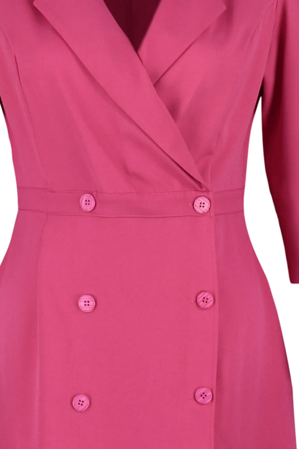 Trendyol Curve  Fuchsia Plus Size Ungefüttertes Mini-Webjackenkleid mit Dreiviertelärmeln TBBAW23AH00042