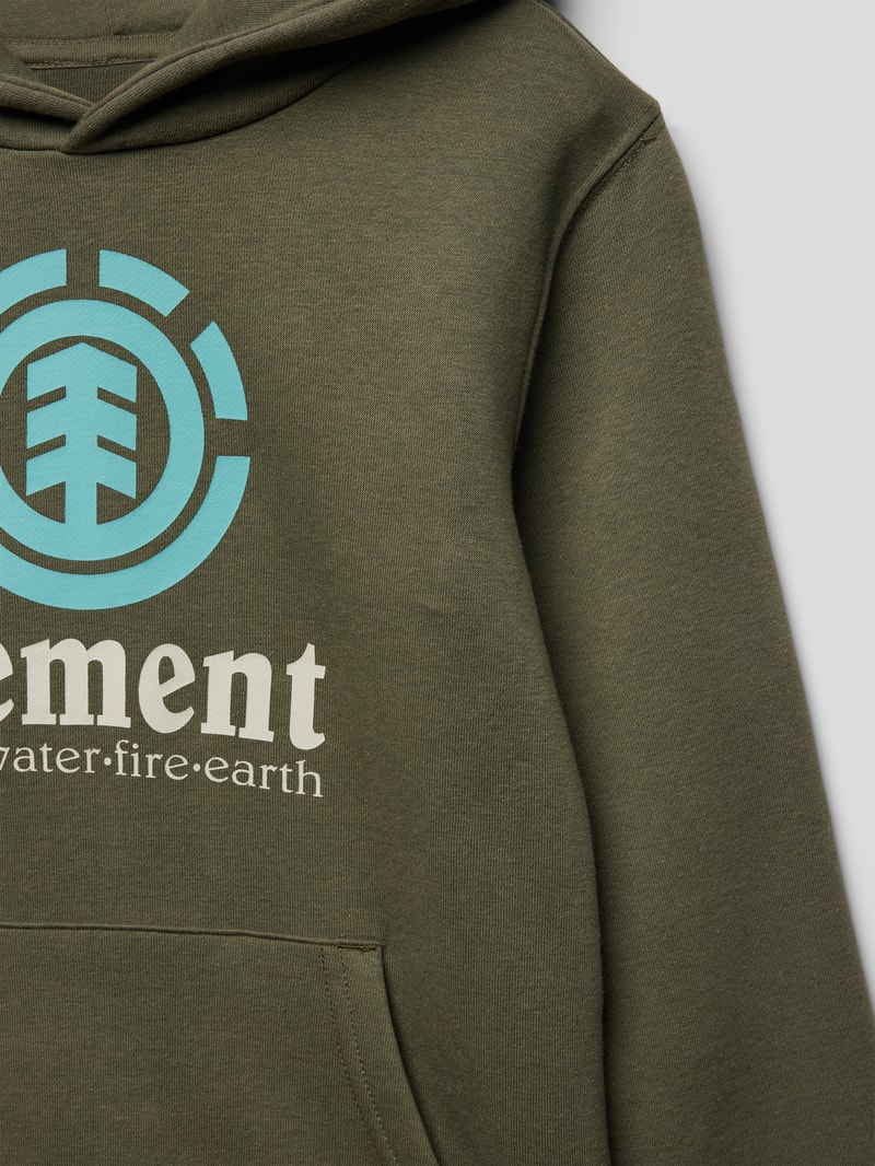 Hoodie mit Label-Print Modell 'VERTICAL' in olivgrün