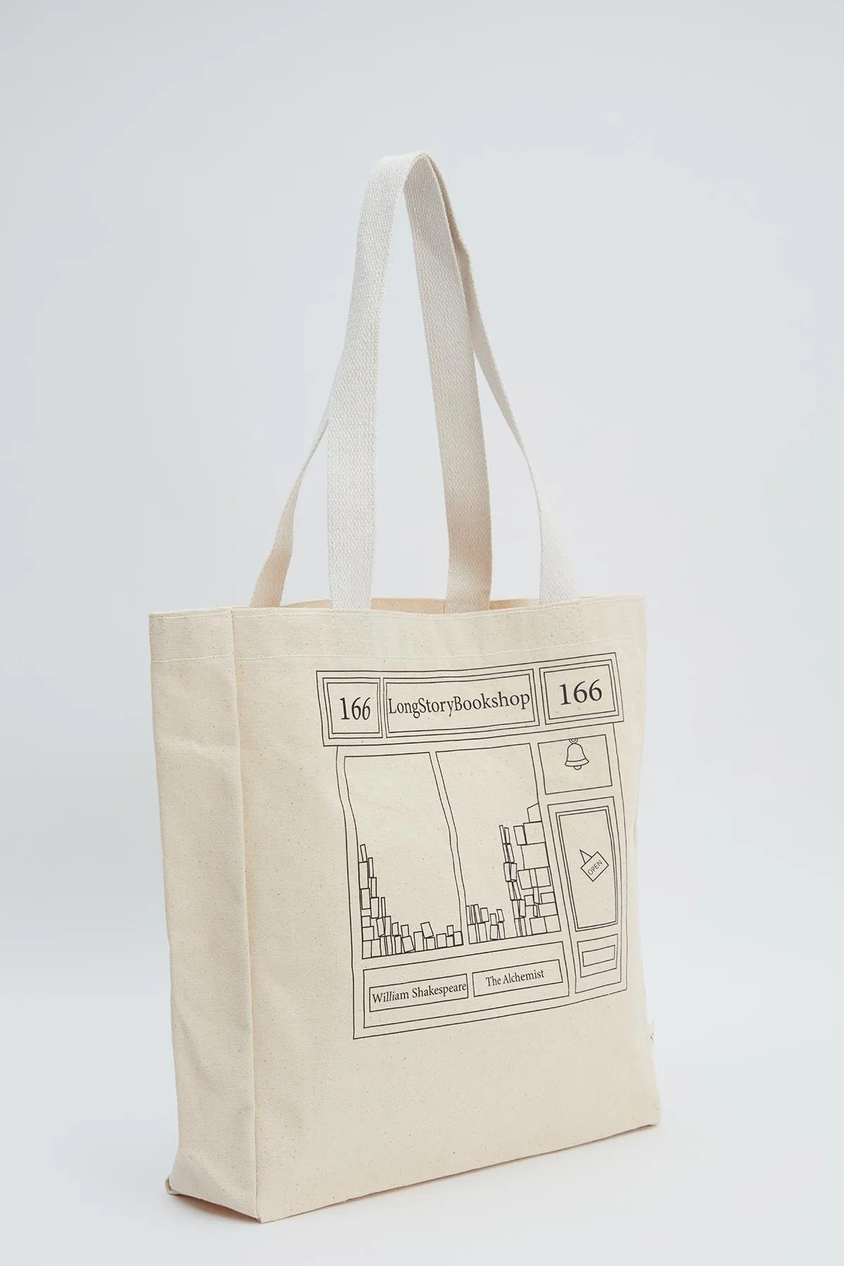 Manuka  Bedruckte Canvas-Einkaufstasche mit Seitenfalten Bookshop