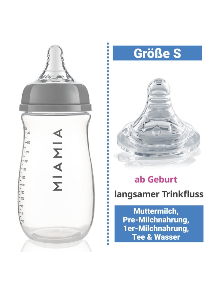MiaMia 4-tlg. Starter-Set 3 PP-Flaschen inkl. in grau günstig kaufen onesize