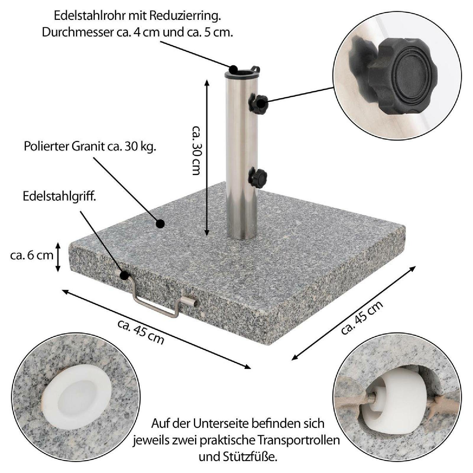 VCM Betonschirmständer Sonnenschirmständer mit Rollen Granit