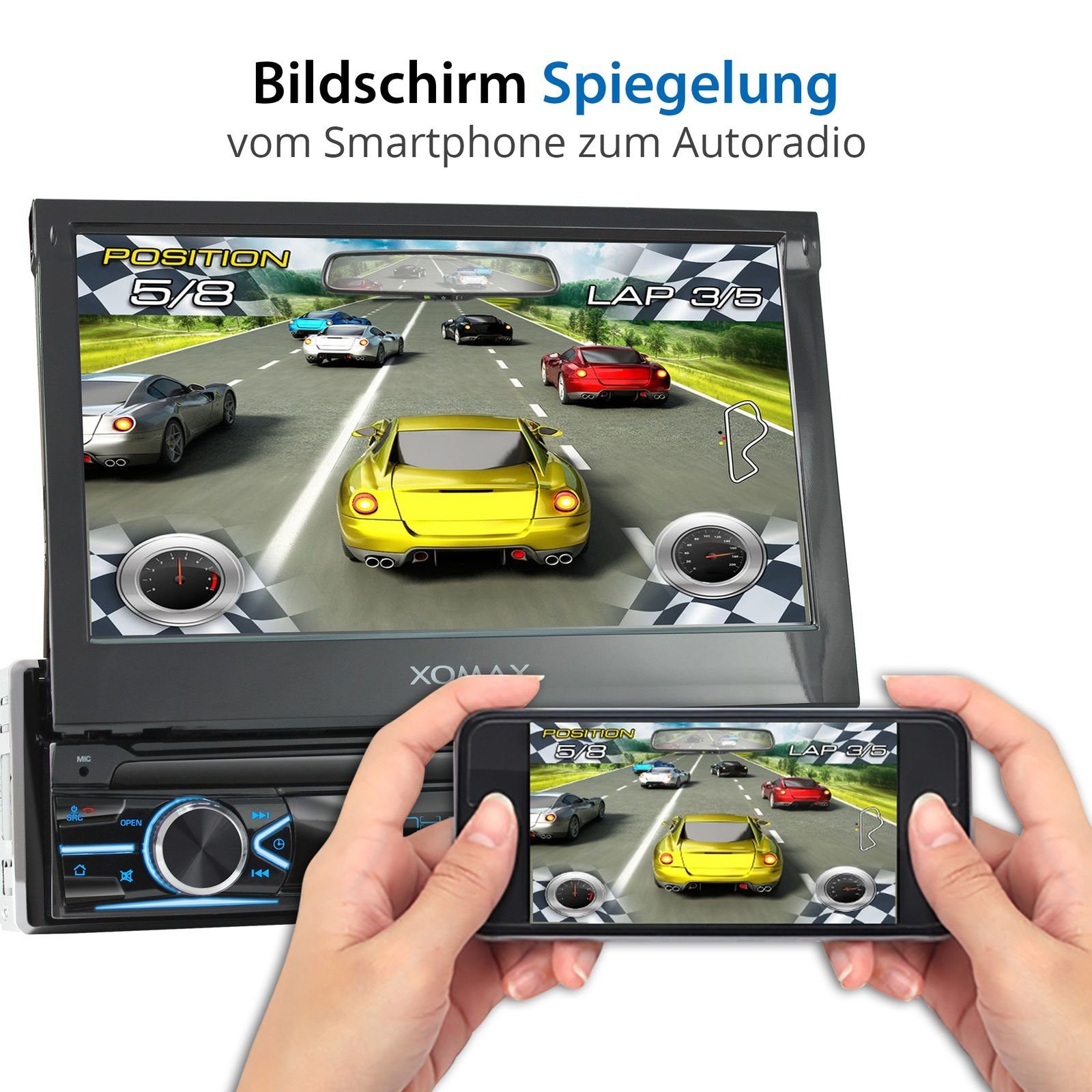 XOMAX XM-V746 Autoradio mit 7 Zoll Bildschirm, Bluetooth, USB, SD, 1 DIN Autoradio