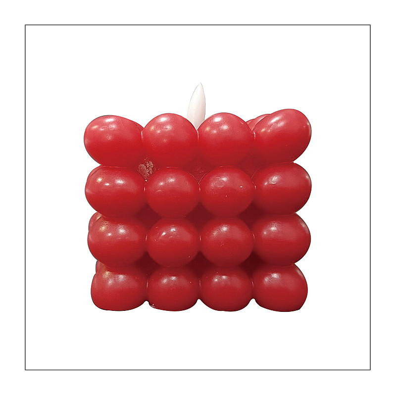 Vie Selected Kube LED-lys 8,5x8,5x7,5 cm m/timer rød