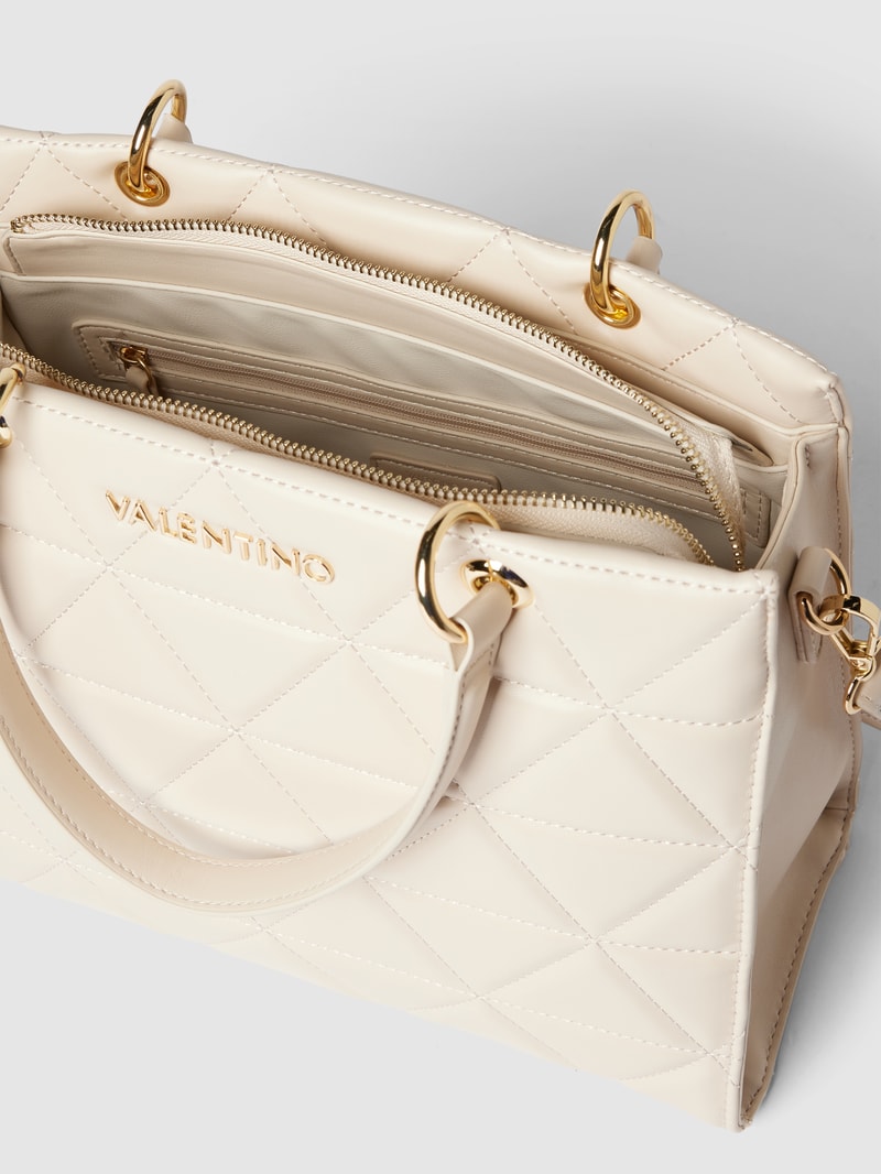 Tote-Bag mit Label-Applikation Modell 'OCARINA' in ecru