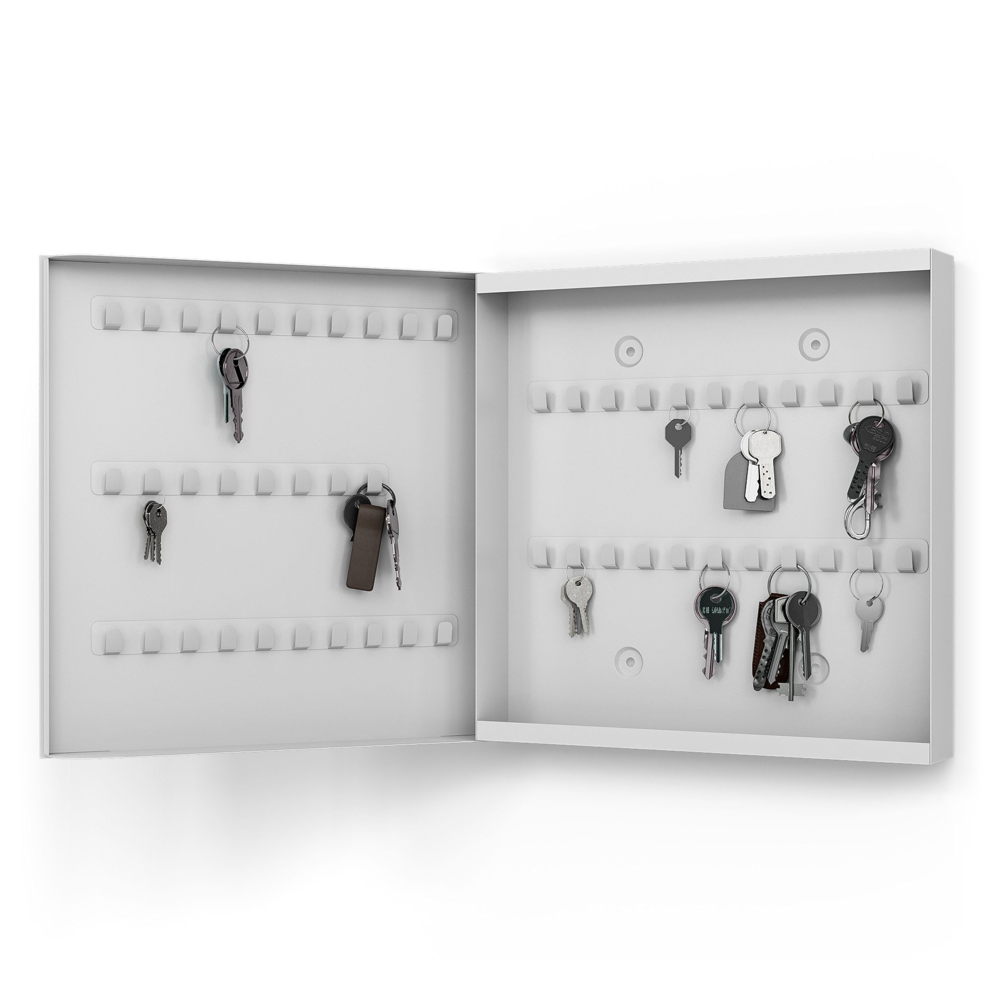 DEQORI Schlüsselkasten 'Unifarben - Weiß', Glas Schlüsselbox modern magnetisch beschreibbar