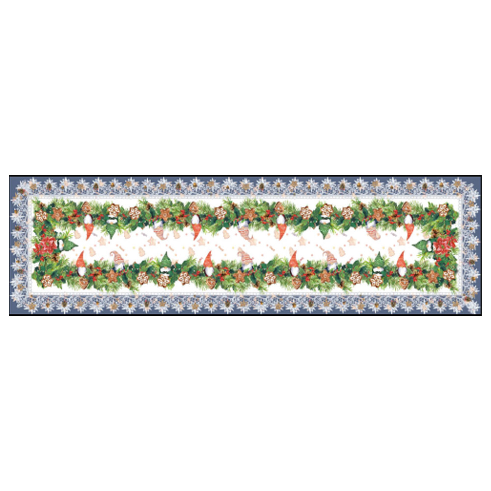 Bella Casa Tischläufer mit Spitze, ca. 40 x 150 cm - Wichtel/Weihnachtsstern