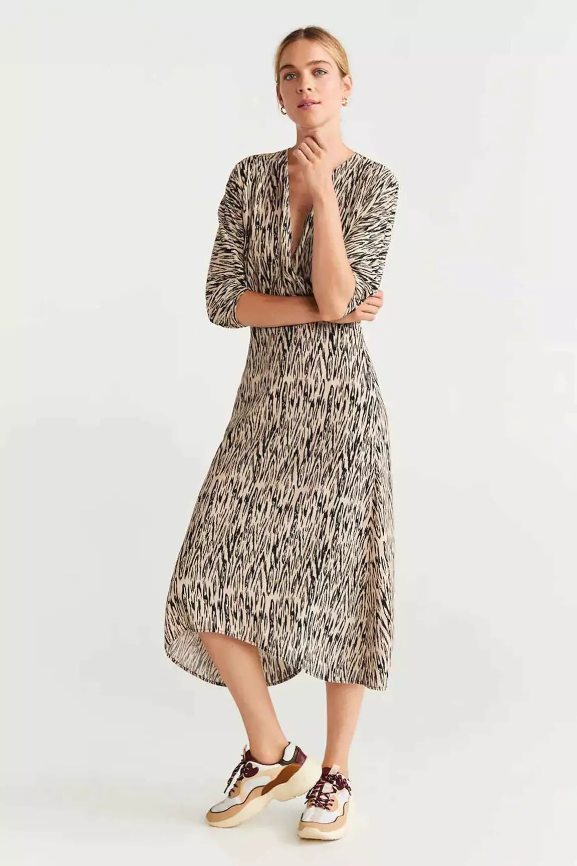 Mango Robes Mi Longues Femme couleur beige