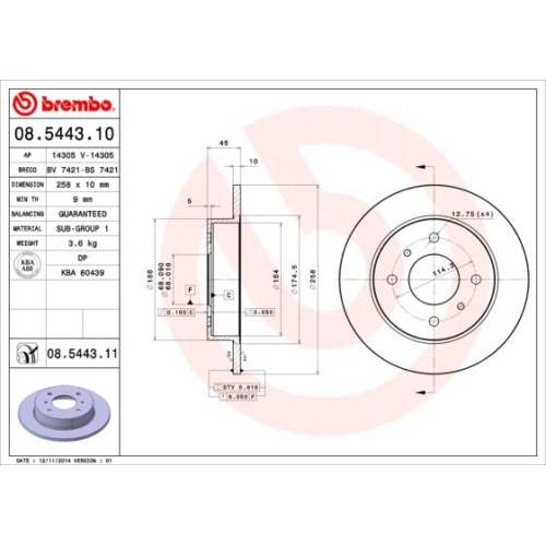 08.5443.11 BREMSSCHEIBE BREMBO HA  VP2 - ATU