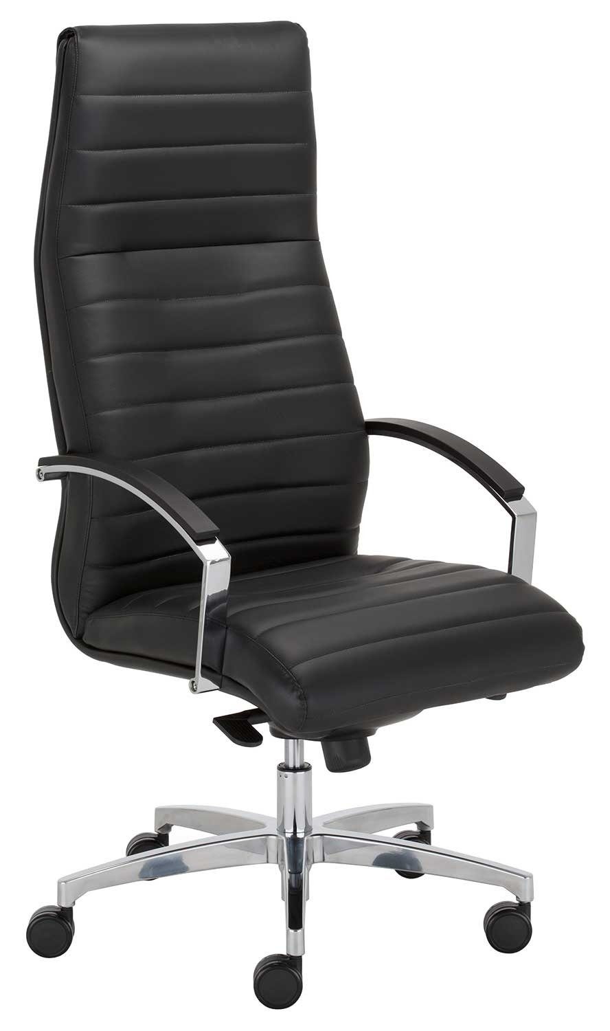 Drehstuhl LYNX, Schwarz, Softleder, Höhenverstellbar, mit ergonomischer Rückenlehne