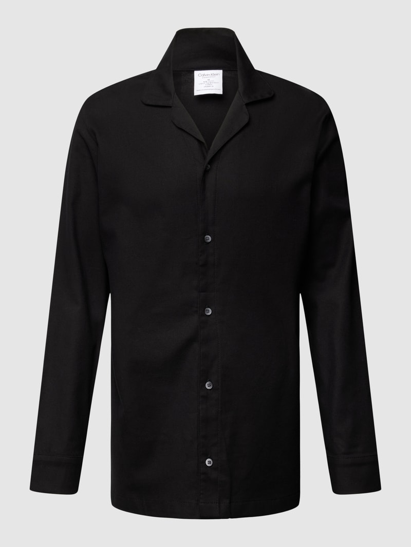 Pyjama-Oberteil mit Reverskragen Modell 'BUTTON' in schwarz