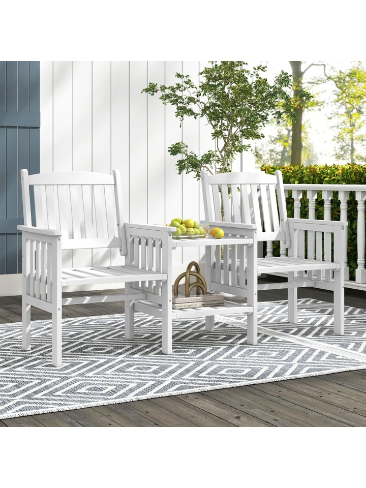 COSTWAY Gartenbank mit Tisch 165x60x88cm in Weiß günstig kaufen onesize