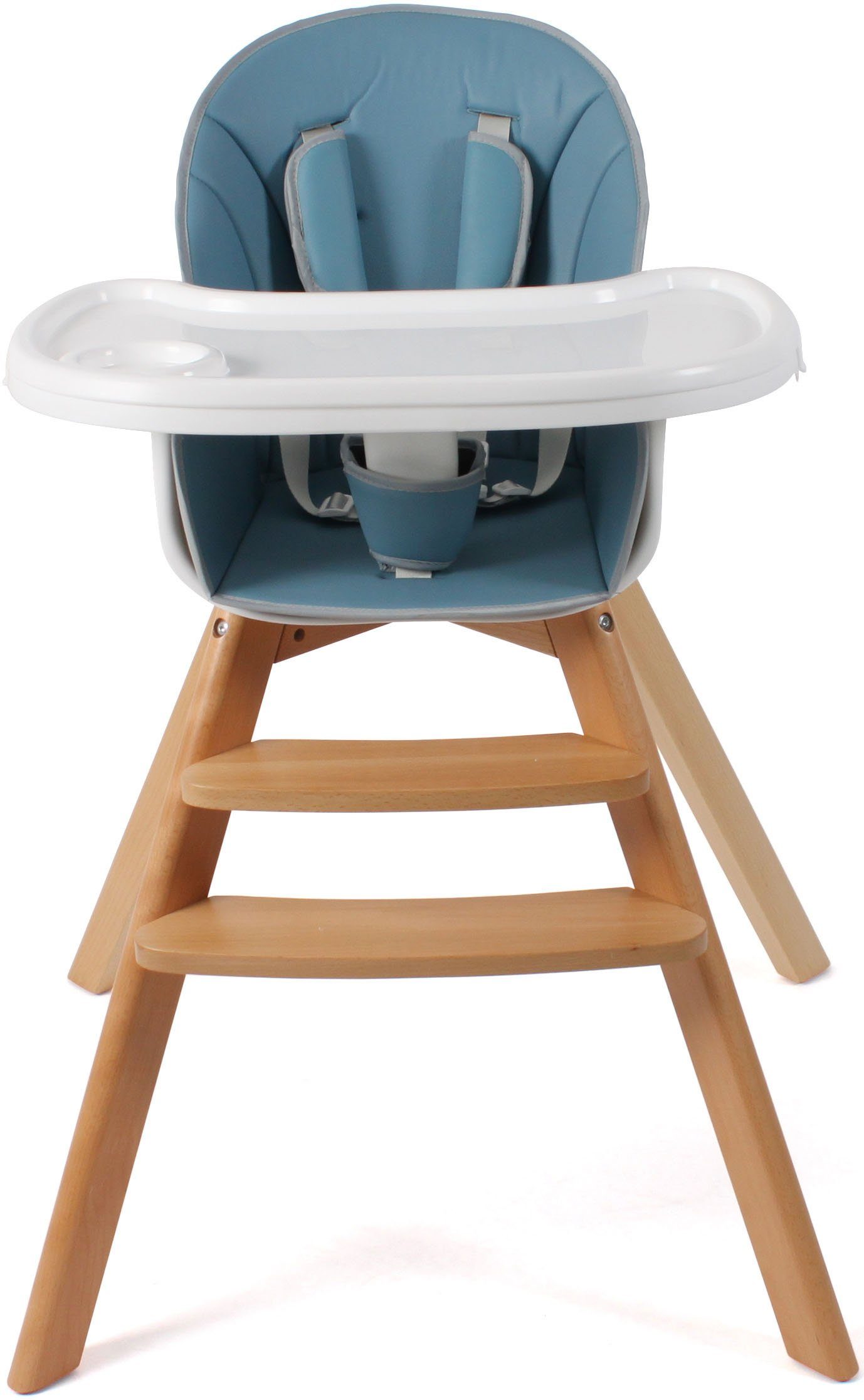 CHIC4BABY Hochstuhl blau, mit Beinen aus Buchenholz