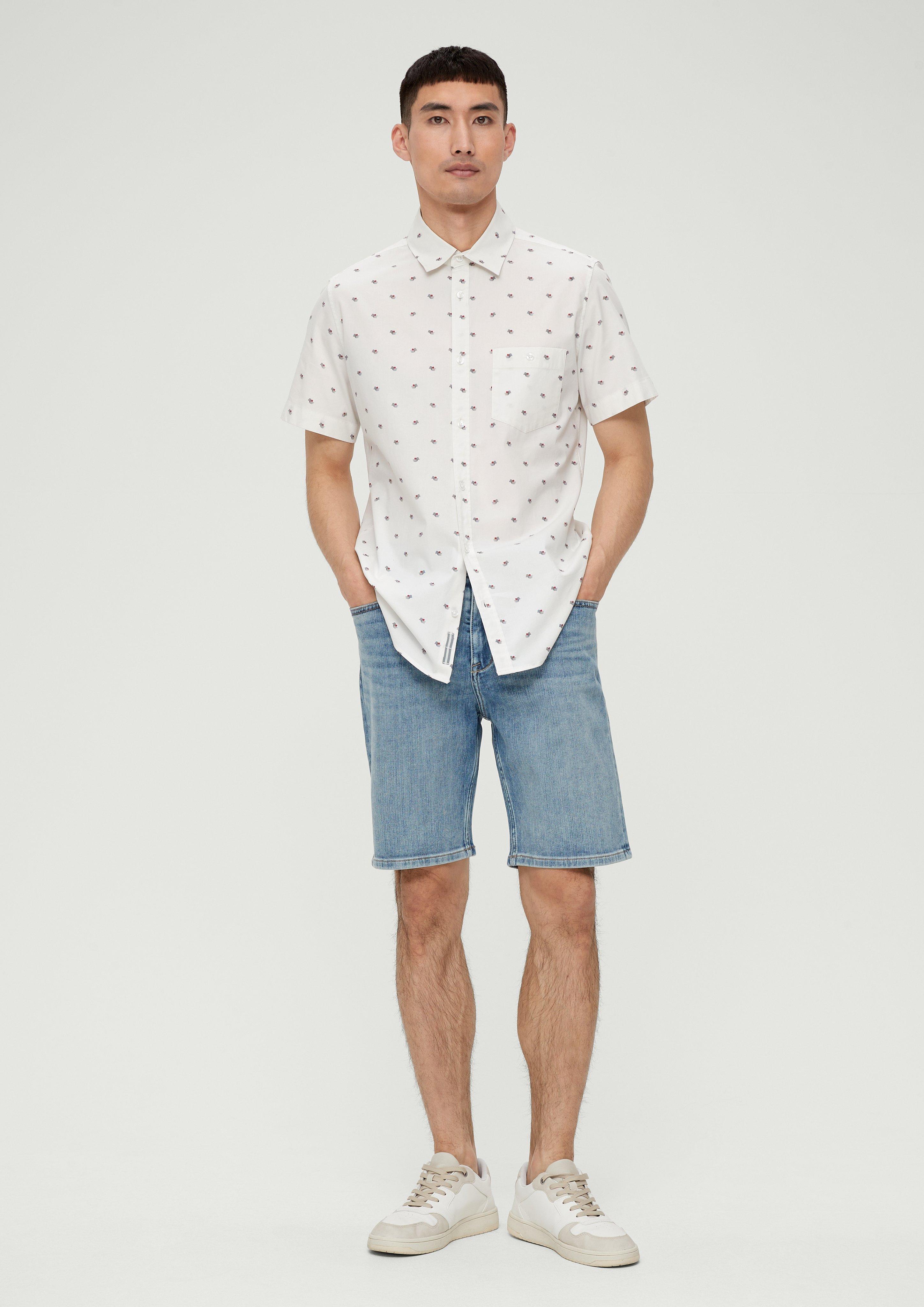Slim: Kurzarmhemd mit Alloverprint  2131013-01A6