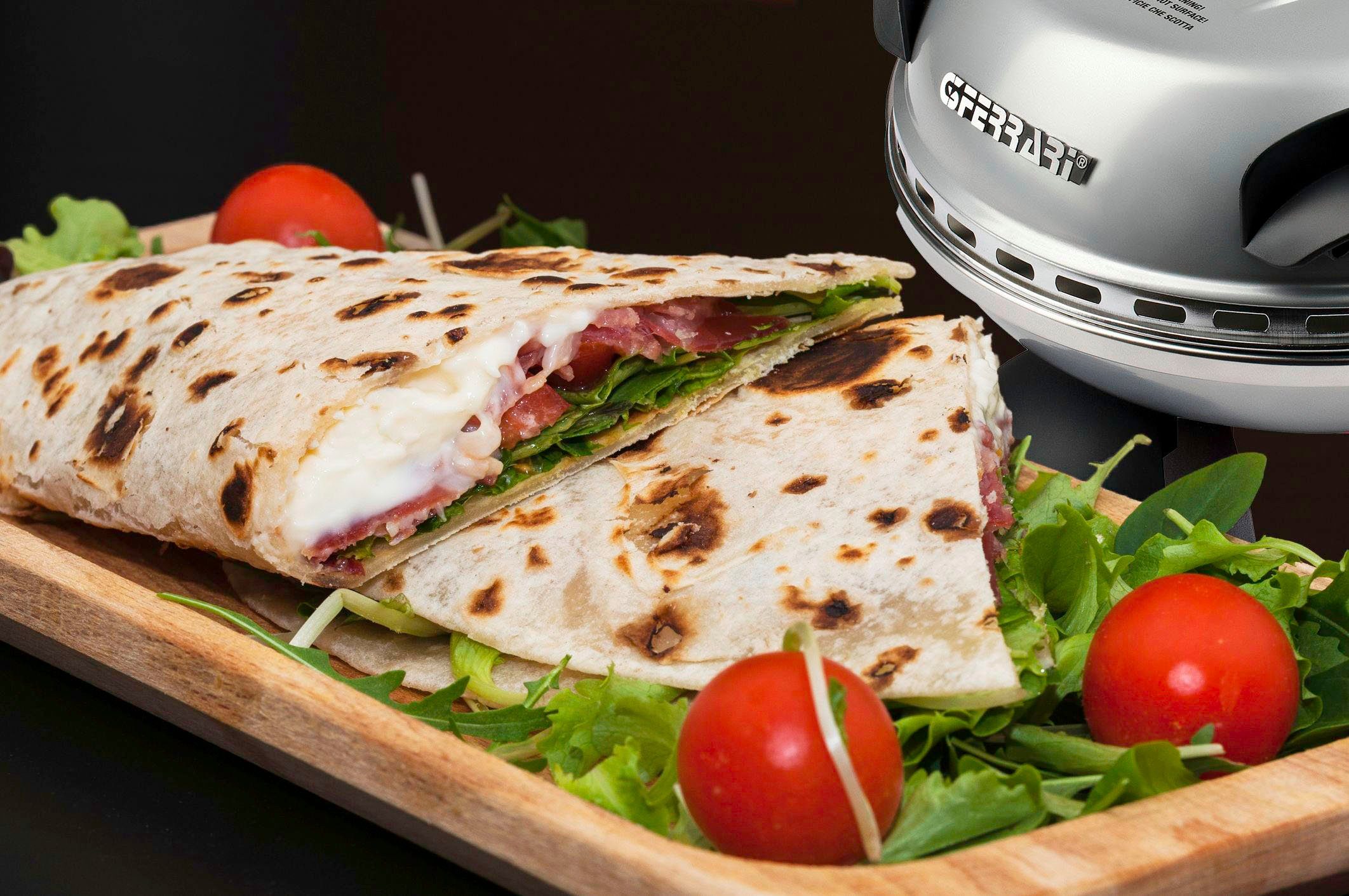 G3Ferrari Pizzaofen Delizia G1000606 silber, bis 400 Grad mit feuerfestem Naturstein