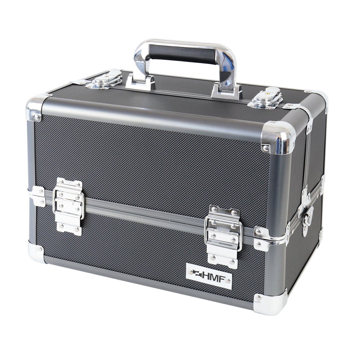 HMF Kosmetikkoffer multifunktionaler Utensilien Koffer, robuster Schminkkoffer mit verstellbaren Trennwände, 33 x 22,5 x 24 cm