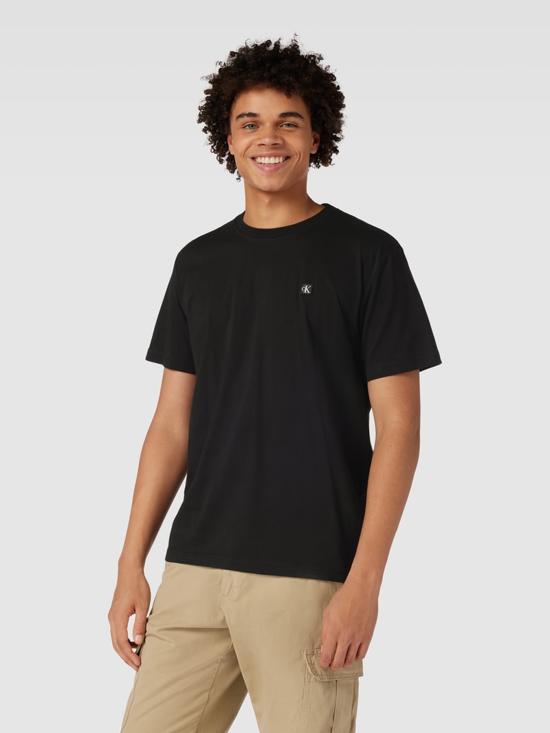 T-Shirt mit Logo-Stitching Modell 'EMBRO' in black