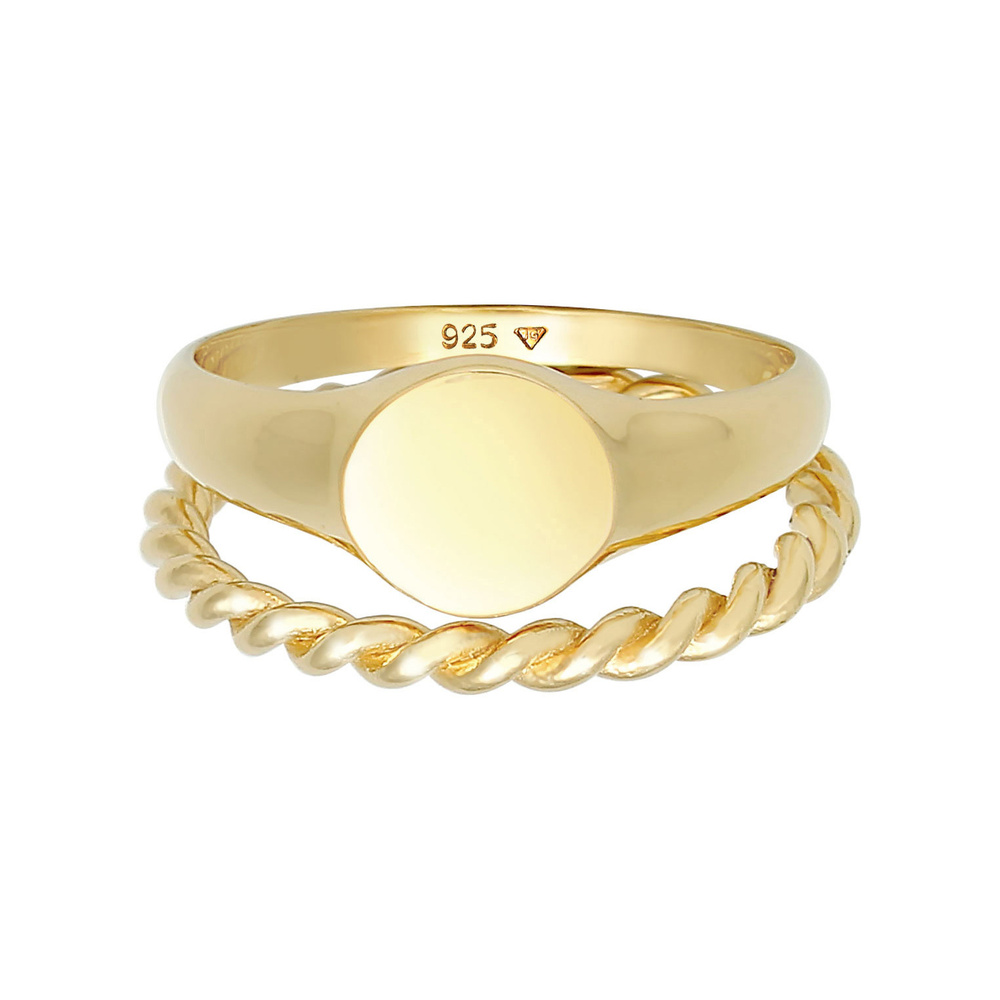 Elli Elli Bague Bague à chevalière pour dames Duo Basic Trend en argent 925 Bague