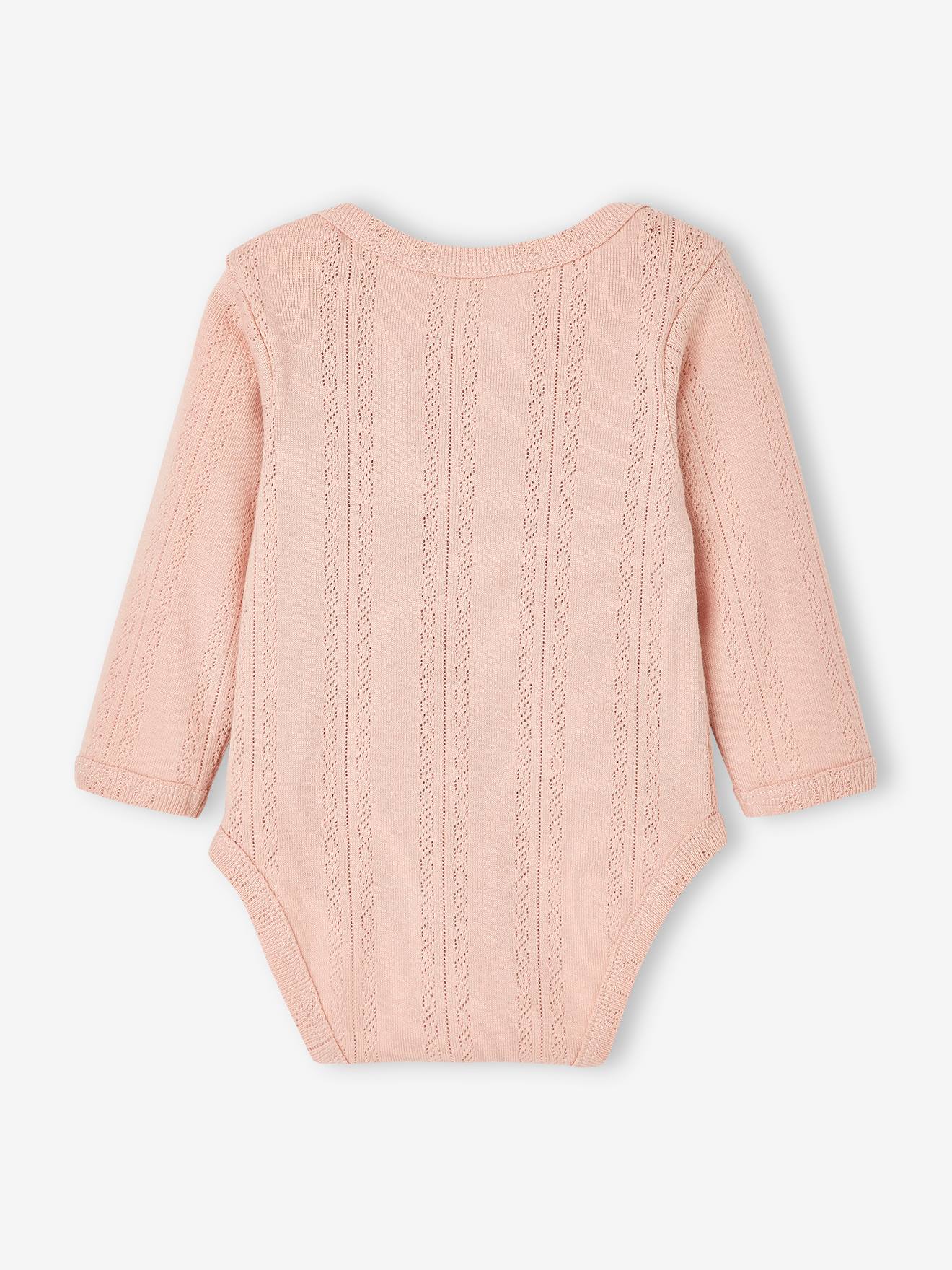 Lot de 2 bodies manches longues bébé en maille pointelle lot rose blush