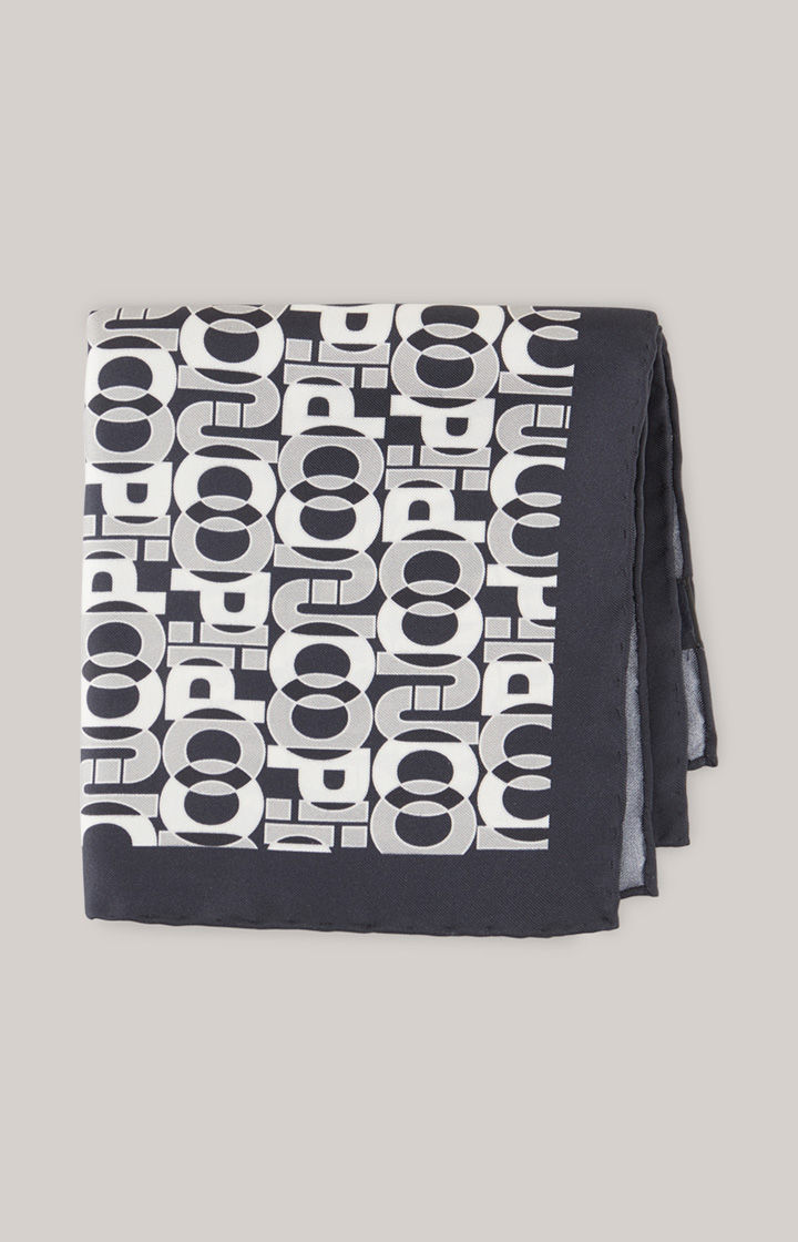 Seiden-Einstecktuch in Dunkelblau/Offwhite