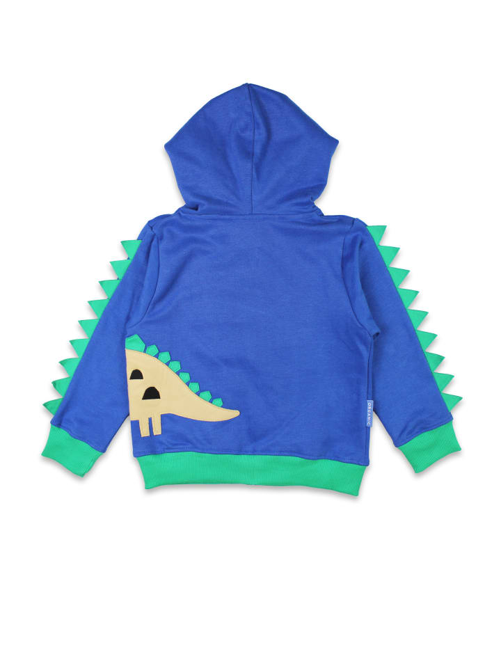 Toby Tiger Sweatjacke mit Kapuze und Dinosaurier Applikation in blau günstig kaufen