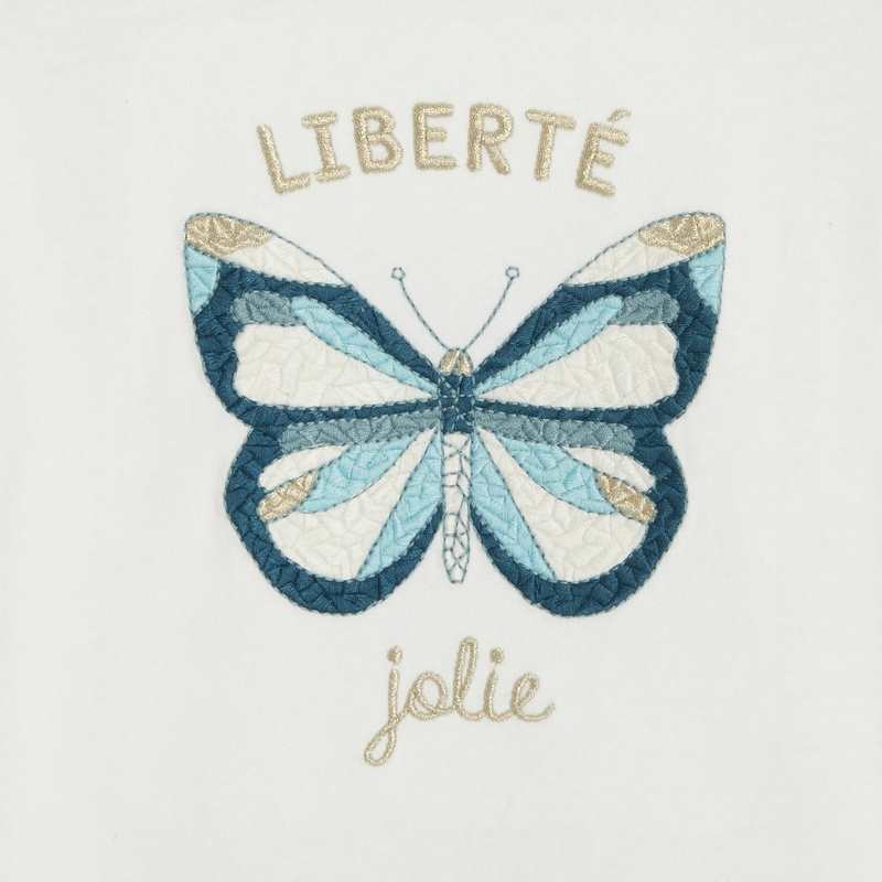 T-shirt manches longues motif papillon blanc fille