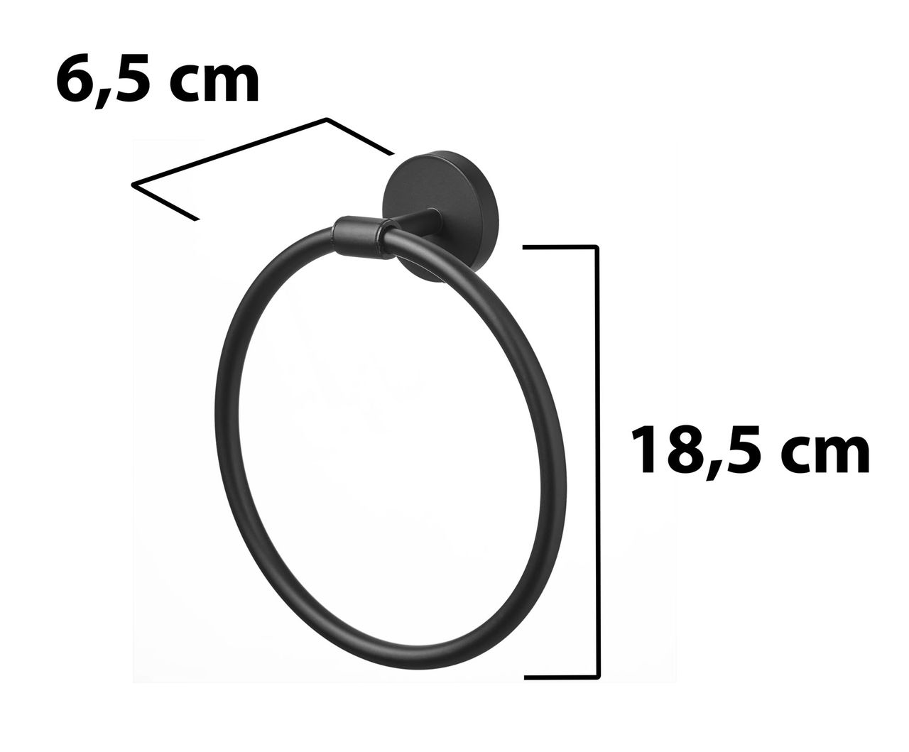 Weles AMARE Luxus Handtuchring Edelstahl - Schwarz, 18,5 x 18,5 x 6,5 cm