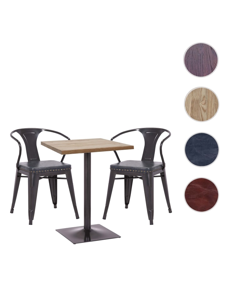 MCW Set Bistrotisch und 2x Stuhl H10d, Schwarz-grau, Tisch hellbraun günstig kaufen onesize